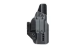 GBRS P1 IWB HLSTR FOR GLK 17/19 RH black holster front view with belt clip and mounting screws