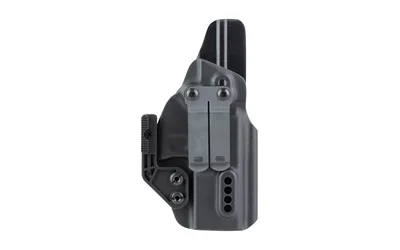 GBRS P1 IWB HLSTR FOR GLK 17/19 RH black holster front view with belt clip and mounting screws