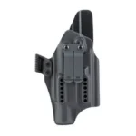 GBRS P1 IWB HLSTR FOR GLK X300U RH black holster front view with belt clip, screws and vent holes