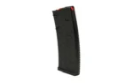 HEXMAG SHRTY AR15 black magazine, angled side view with hexagonal texture and red follower