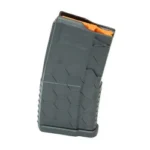 HEXMAG SHRTY 10/20 AR15, gray angled side view with hex pattern and orange follower