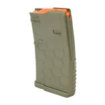 HEXMAG SHORTY AR15, flat dark earth angled side view with hex pattern and orange follower