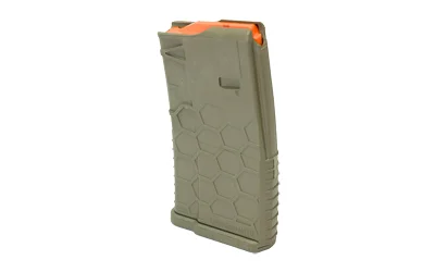 primary-19124 HEXMAG SHORTY AR15, flat dark earth angled side view with hex pattern and orange follower