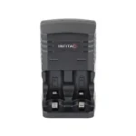 INFITAC CR2 Battery Charger Kit, black dual-bay charger in front view