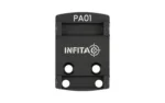 INFITAC PA01 RMSC FP Mount, black top view with four mounting holes