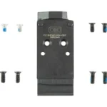 C&H PLT CZ SHDW 2 OR TO RMR W/DT ST, top view of black adapter plate surrounded by mounting screws