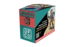 Die Free Co DFCO DOS BOOT 10PK DISP CARTON teal and red retail display carton, angled front view
