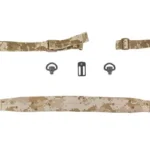 GBRS SECOND BEST SLING BUNDLE DSRT desert camouflage sling laid flat with loose black hardware