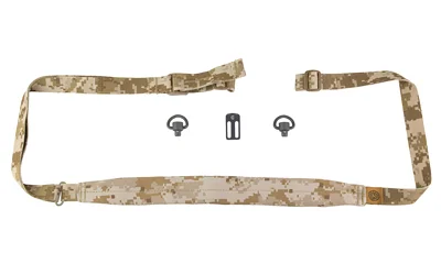 GBRS SECOND BEST SLING BUNDLE DSRT desert camouflage sling laid flat with loose black hardware