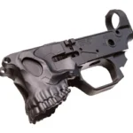 SHARPS GEN2 THE JACK BILLET LOWER, gray angled side view with skull-shaped magazine well