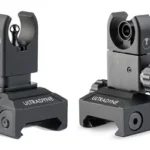 ULTRADYNE C4 FOLDING FRNT/REAR COMBO black folding sights, front and rear angled views