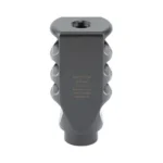 ULTRADYNE PEGASUS black compensator with scalloped sides and threaded opening, front view