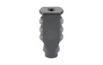 ULTRADYNE PEGASUS black compensator with scalloped sides and threaded opening, front view