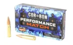 Corbon AAC 300 Blackout ammunition box with two brass rifle cartridges displayed in front