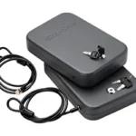 SnapSafe Large Lock Box 2PK Keyed two black lock boxes stacked with keys and security cables