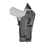 Safariland SL 6390RDS ALS MID L1 P320 BLK LH, black holster side view with gray pistol outline