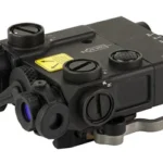 Steiner DBAL A3 black dual aiming laser in front three-quarter view with capped apertures