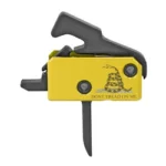 RISE FLAT SUPER SPORTING TRIG DTOM side view with yellow housing and black flat trigger
