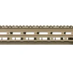 Geissele 13.5 SPR MOD MK8 MLOK DDC tan handguard, right-side view with top rail