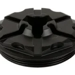 ENERGETIC END CAP FLASH HIDER black end cap, top angled view with radial prongs and threads