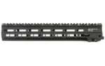GEISSELE 13.5" SPR MOD MK8 MLOK BLK black handguard, left side view with top rail and M-LOK slots