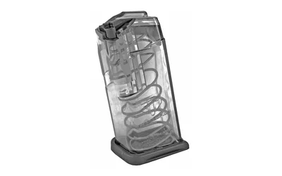 primary-19440 Elite Tactical Systems Group ETS MAG FOR GLK 26 clear magazine, angled side view with spring