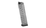 Elite Tactical Systems Group ETS MAG FOR GLK 42 clear slim magazine, angled side view with spring