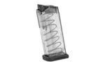 Elite Tactical Systems Group ETS MAG FOR GLK 43 clear magazine, angled side view with black base