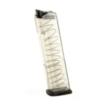 Elite Tactical Systems Group ETS MAG FOR GLK 43 clear extended magazine, angled side view
