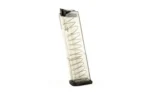 Elite Tactical Systems Group ETS MAG FOR GLK 43 clear extended magazine, angled side view