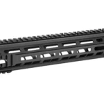 GEISSELE 13.5 SPR MOD MK4 MLOK BLK black handguard, angled side view with top rail and M-LOK slots