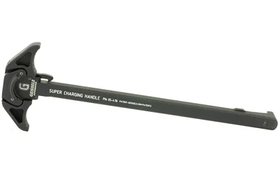 primary-19449 GEISSELE SPR CHARGING HNDL 7.62 BLK, black top view with extended shaft and two-sided handle