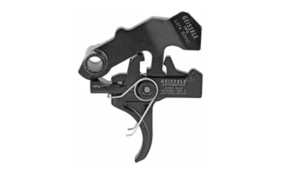 primary-19458 Geissele Super SCAR for 16S & 17S, black trigger assembly in side view with curved trigger