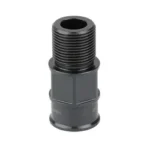 KNS THRD ADP 1/2X28 TO 5/8X24 black threaded adapter, upright angled view