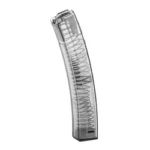 Elite Tactical Systems Group ETS MAG FOR HK MP5 clear curved magazine, front view with visible spring