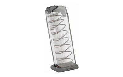 primary-19542 Elite Tactical Systems Group ETS MAG FOR GLK 43X 9MM 10RD CLR clear magazine with visible spring