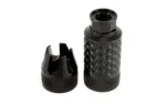 SPIKE'S BARKING SPIDER2 MB .30 CAL, black two-piece muzzle device in angled view