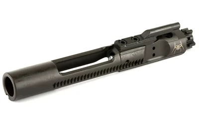 SPIKE'S M16 BOLT CARRIER GROUP BLK, black bolt carrier group in angled side view