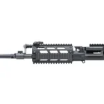 FightLite FIGHT MCR Dual Feed Upper, left-side view, black finish with Picatinny rail
