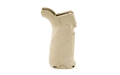 Bravo Company BCM GUNFIGHTER GRIP MOD 2 FDE, tan grip side view with textured panel and beavertail