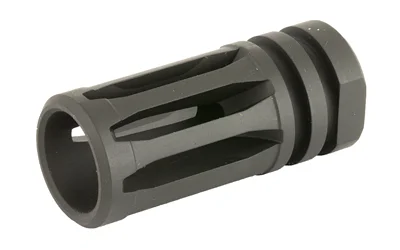 Bravo Company BCM A2X flash hider, black angled view with slotted body and threaded rear