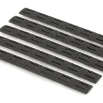 Bravo Company BCM Gunfighter KMOD Rail Panels, four black slotted panels in angled top view