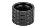 BACKUP THRD PRTCTR 1/2X28 FRAG BLK, black thread protector with textured sides and visible threads
