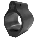 Bravo Company BCM LOW PROFILE GAS BLOCK(.625 BBL), black angled view with round bore and star mark