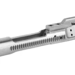 WMD NIB-X BCG WITH HAMMER 556, silver bolt carrier group in angled side view
