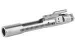 WMD NIB-X BCG WITH HAMMER 556, silver bolt carrier group in angled side view