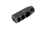 FORTIS RED NITRIDE MUZZLE BRAKE 556 black angled view with multiple side ports