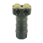TangoDown TANGO DWN SHORT VERTICAL GRIP BLK, green grip in front view with tan mounting top