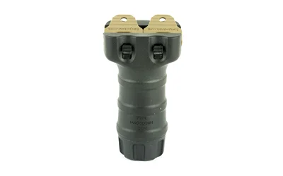 primary-19670 TangoDown TANGO DWN SHORT VERTICAL GRIP BLK, green grip in front view with tan mounting top