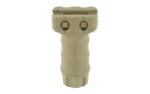 TangoDown TANGO DWN SHORT VERTICAL GRIP FDE tan front view with finger grooves and two fasteners